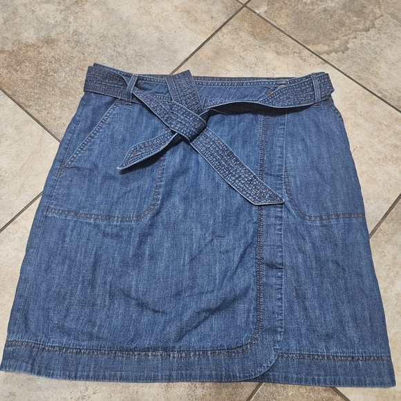 Talbots Dresses & Skirts - Talbots Blue Wrap Mini Skirt Casual